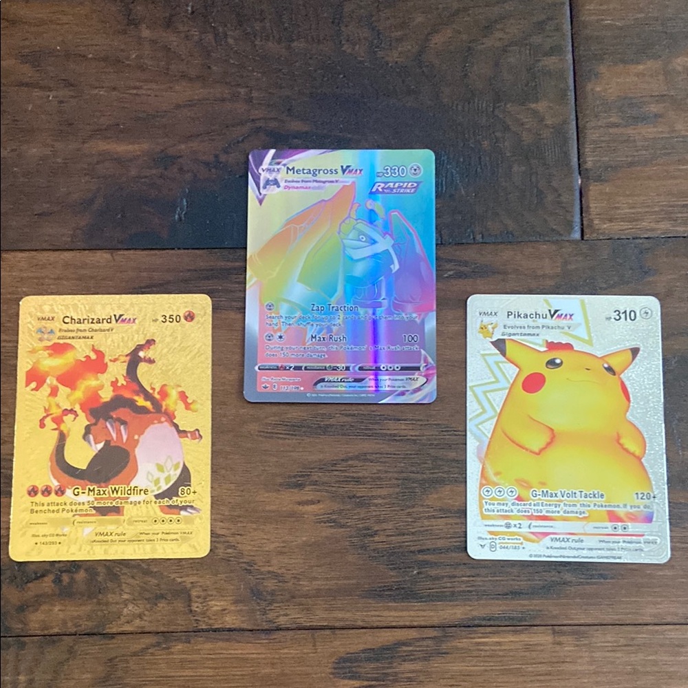 Pokemon VMAX Cards - Charizard, Metagross, Pikachu
